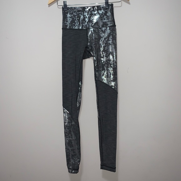 Lululemon Leggings CA 35801 RN 106259 Black Silver - Picture 1 of 6